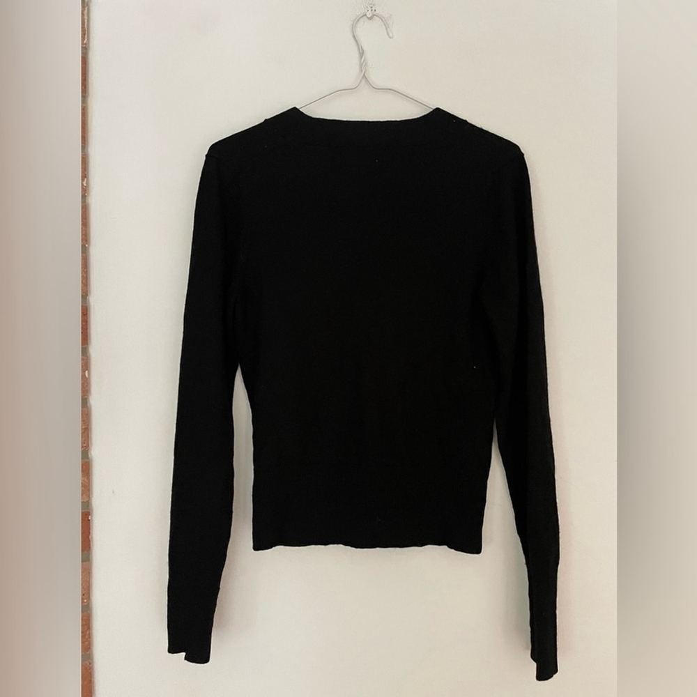 Banana Republic Black V-Neck Cardigan extra fine merino wool sweater - Picture 7 of 7